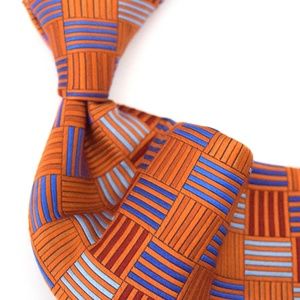 BUGATCHI UOMO Fiery Orange & Blue Cross Check Tie